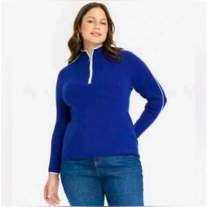 Royal Blue Ribbed Quarter Zip Sweater